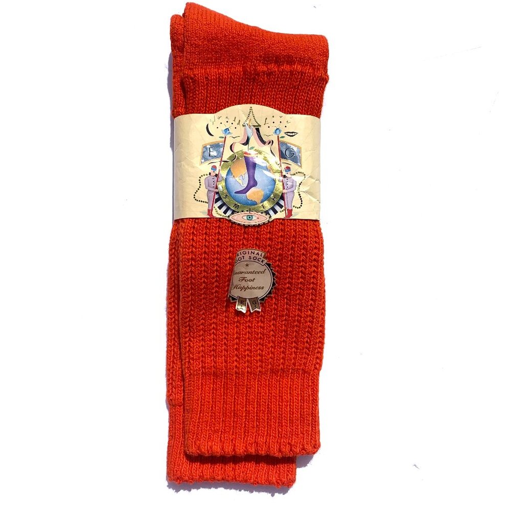 Rare VTG Original E.G. SMITH Socks Cotton Never Worn Orange 1990 USA Sz 9-13 NWT